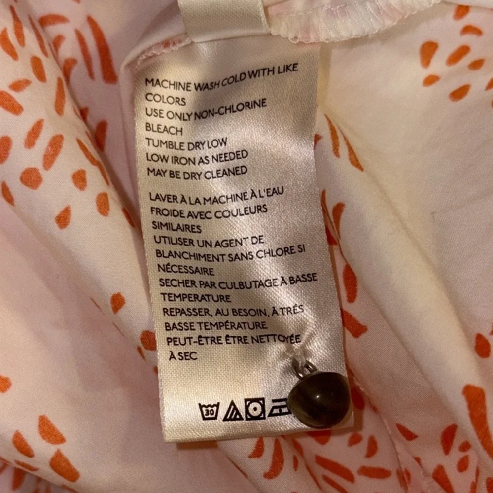 Anthropologie Moglea Danae White & Orange Puff Sleeve Babydoll Poplin Blouse - M